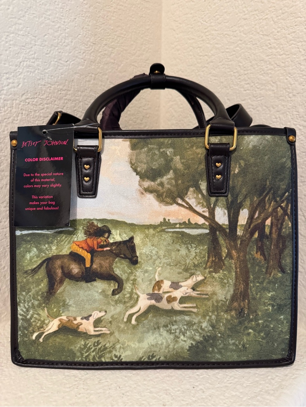 Betsey Johnson RARE Tote Bag Horse and Dogs Print NWT
